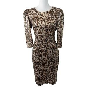NWT@$100! NEW YORK & CO.! BLACK, BROWN, GOLD MINI SEQUINNED SHEATH DRESS! SZ M